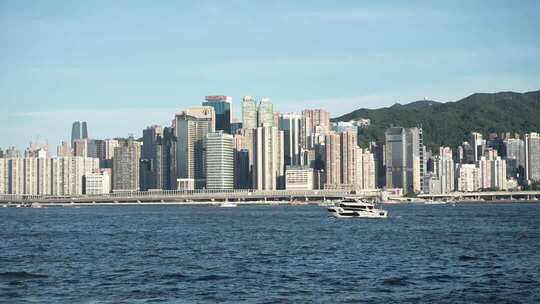 香港维多利亚港风光延时 维港游船 城市景观