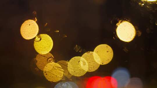 夜晚行车车内光斑散景效果画面