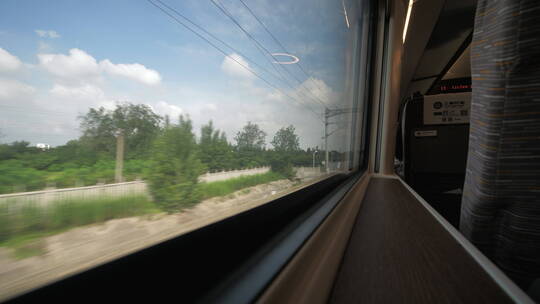 高铁火车窗户视角沿途风景视频素材模板下载