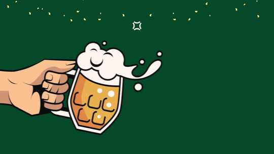 手举啤酒杯卡通画面