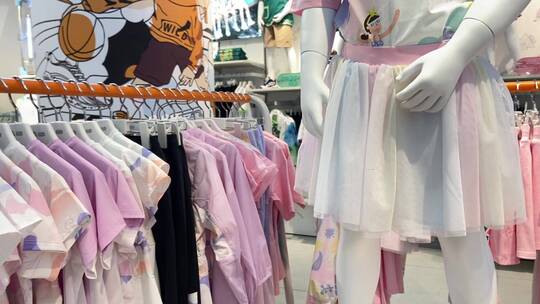 儿童节济南商场内部，安踏品牌儿童服饰