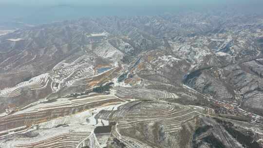 4K航拍北方雪景农村