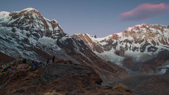 尼泊尔安娜普尔纳雪山日出延时摄影视频素材模板下载