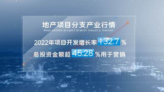 简洁大气蓝色科技地产行业数据汇报AE模板
