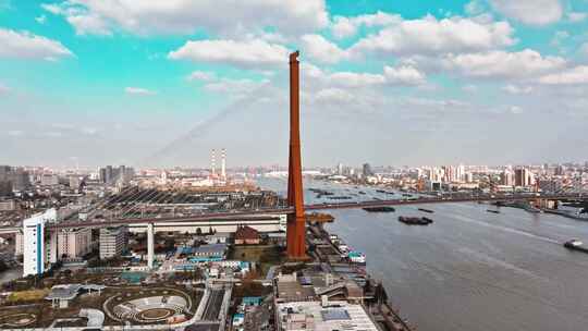 上海杨浦大桥绿之丘航拍视频素材模板下载