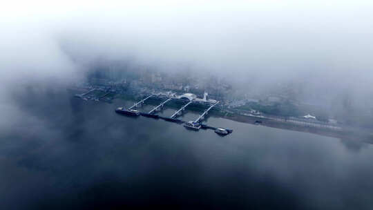 武汉地标航拍云雾视频素材模板下载