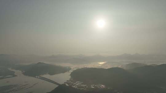 山川河流日出航拍宁德市海岸线清晨山峰山脉