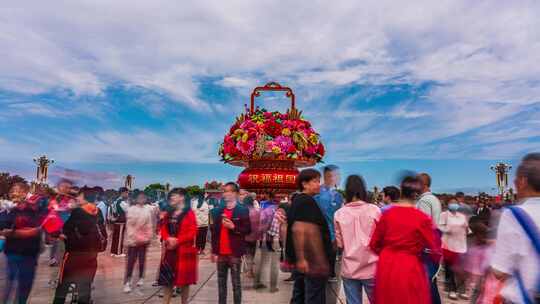 北京天安门广场大花篮延时