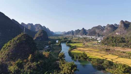 桂林阳朔十里画廊桂林山水风光航拍