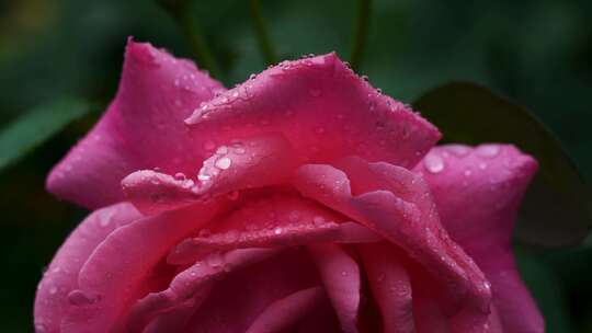 下雨天月季花花瓣上的雨滴水滴清新意境