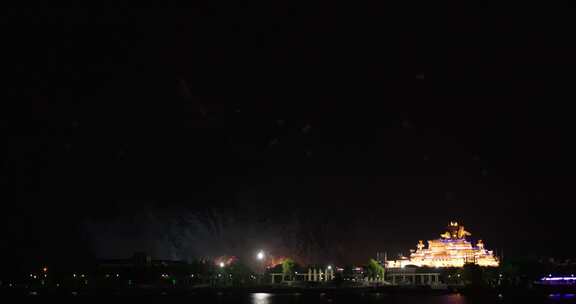 新年烟花焰火燃放在夜空中