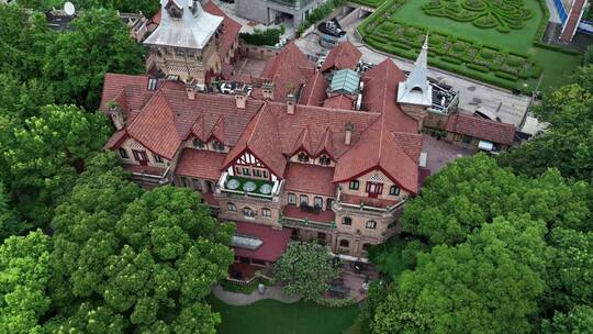 上海马勒别墅城堡挪威风格北欧建筑航拍4K