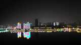 航拍湖北襄阳夜景灯光高清在线视频素材下载