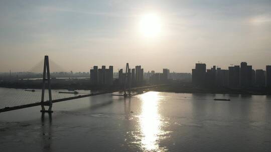 武汉白沙洲长江大桥航拍视频素材模板下载