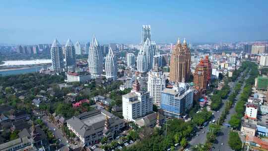 4K西双版纳景洪市东南亚建筑异域风情航拍