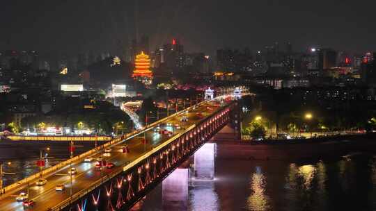 夜景黄鹤楼长江大桥