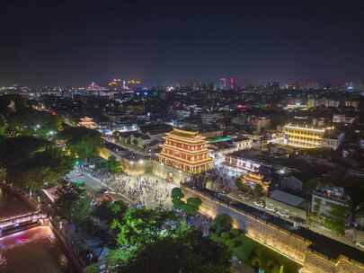 广东潮州古城广济门城楼夜景延时