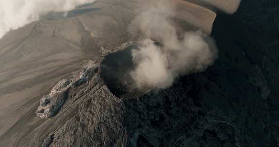 火山，火山口，危地马拉，烟雾