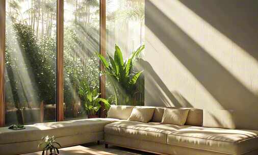 室内客厅阳光绿植沙发素材