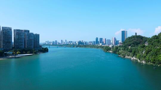 广西柳州城市风光航拍柳江风景