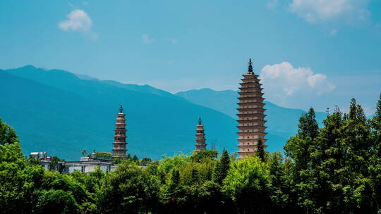 云南省,大理,崇圣寺三塔,著名景点,建筑视频素材模板下载