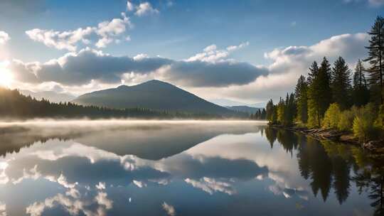 山林湖泊自然风景