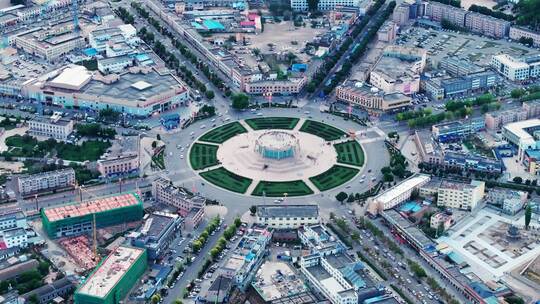 新疆伊犁特克斯县八卦城城市风光大气航拍视频素材模板下载