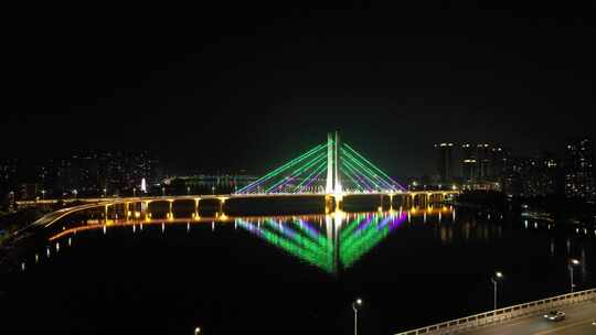 广东惠州合江大桥惠州大桥夜景交通航拍