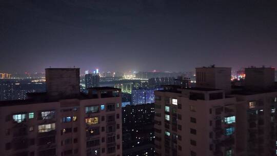 洛阳西工公安大楼城市夜景航拍