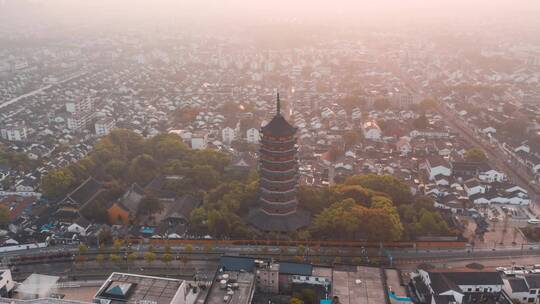 苏州_北塔寺_日景_环绕航拍延时视频素材模板下载