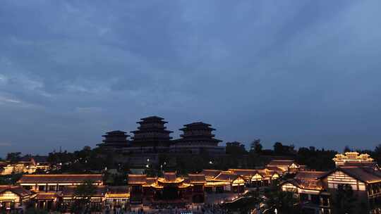 绵阳梓潼七曲山古韵建筑夜景