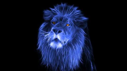 蓝色线条梦幻雄狮