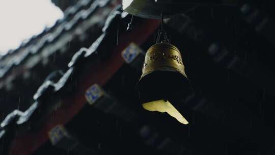 罗汉寺空镜雨天素材