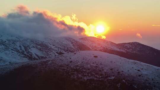 雪山日落延时拍摄