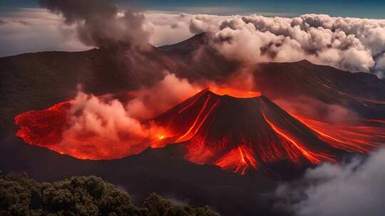 火山喷发壮丽全景