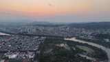 航拍广西百色日落晚霞夕阳高清在线视频素材下载