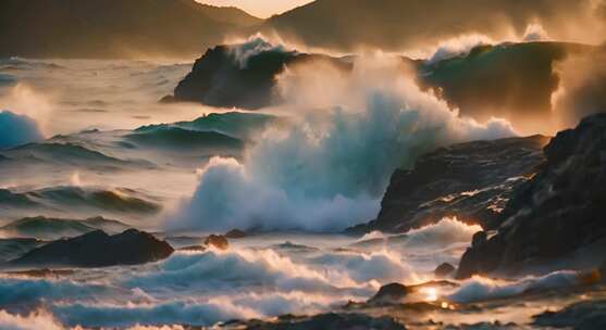 大海海浪阳光海洋浪花海水大气震撼开场片头