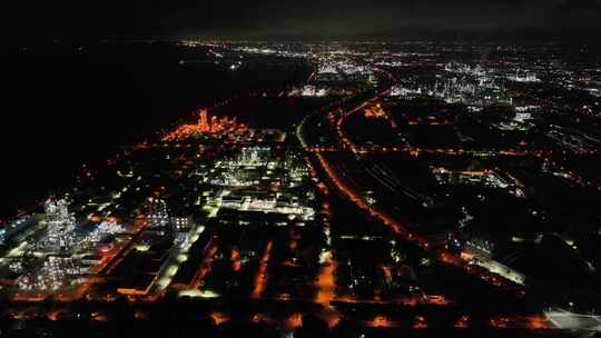 上海金山石化工厂夜景航拍