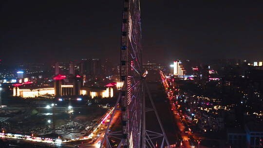南昌之星摩天轮夜景环绕航拍