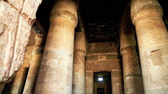 阿拜多斯神庙的石柱大厅视频素材模板下载