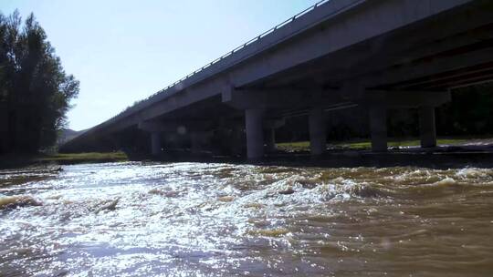 河水奔涌流下视频素材模板下载