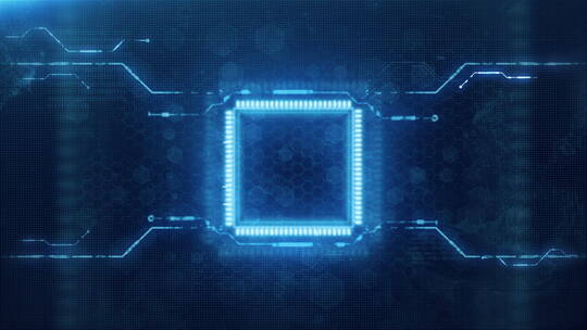 蓝色荧光CPU科技logo大屏背景发布会循环用