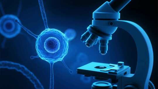 显微镜下的细胞世界 蓝色调医学研究