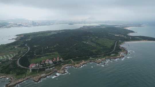 青岛海景航拍连三岛