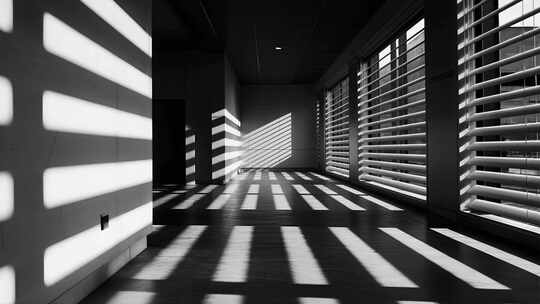 黑白房间百叶窗光影抽象艺术概念视频
