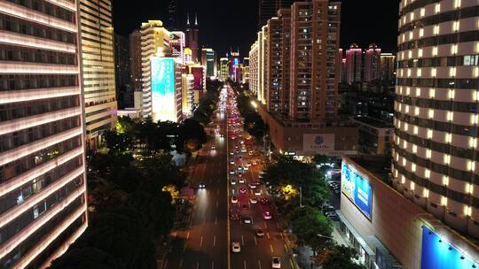 深圳大景夜景航拍福田华强北