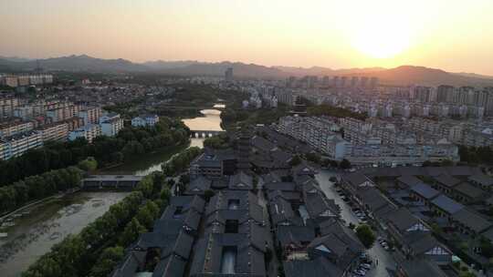 航拍山东潍坊青州古城5A景区