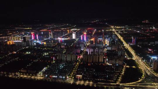 洛阳城市夜景交通航拍