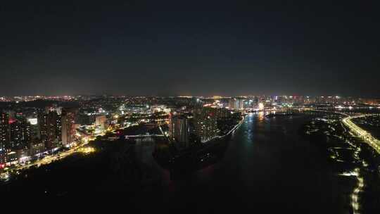福建省泉州市晋江城市航拍夜景航拍