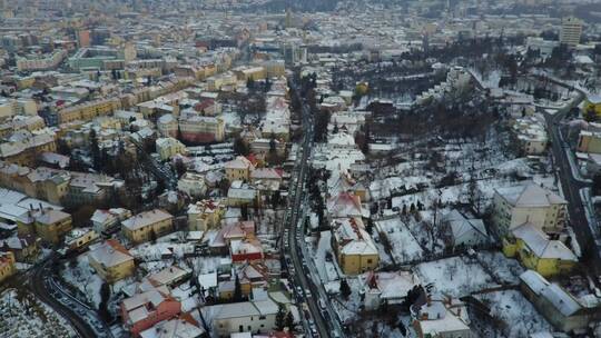 罗马尼亚布拉索夫城市雪景